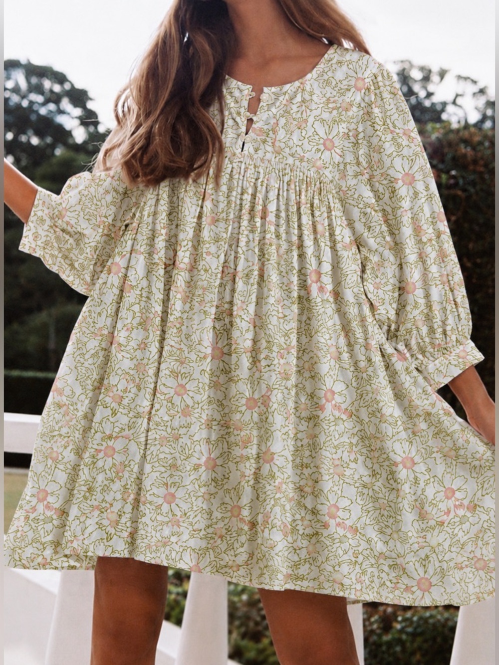 PIYAMA billie smock lounge dress poppies floral print boho cottagecore size S/M